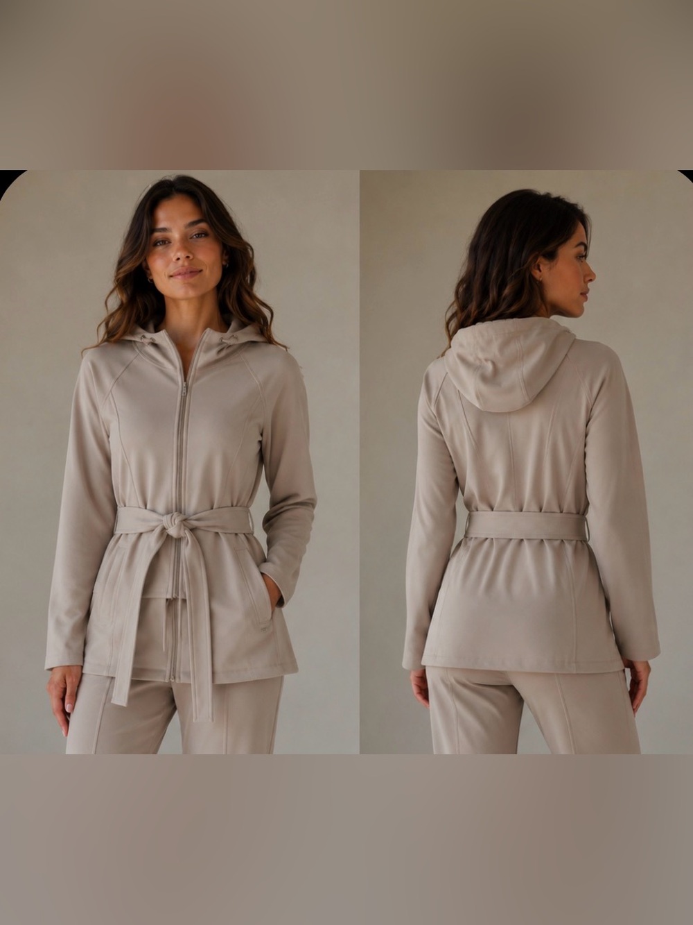 Tommy Hilfilger Women’s Jacket Hooded Fleece Lined Medium Light Beige NWT